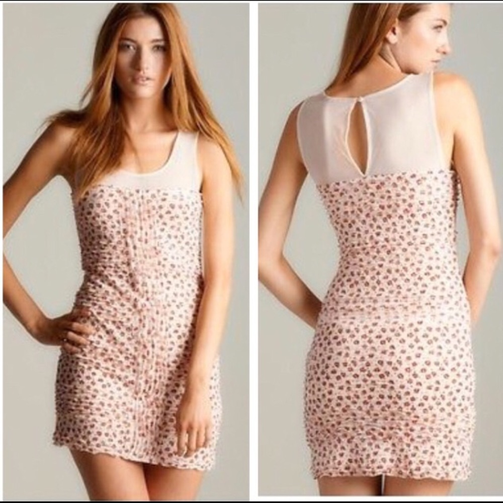 [Sz S] Free People mini dress in blush comb